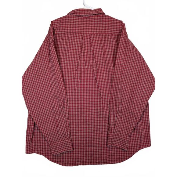 Arrow Khakis Oxford Plaid Button Down Shirt Red Check Mens 2XL Big Tall - Picture 2 of 9